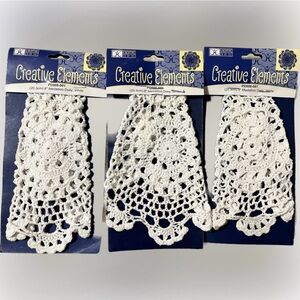 Vintage 8” Medallion Doily White Set 3 New Crocheted Decor Accent